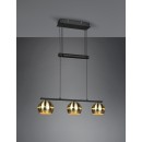 Trio 3133300308 Fletcher 3x40w Deckenleuchte | E14 - einstellbare Höhe, schwarz, Messing