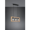 Trio 313800332 Hängende Deckenleuchte Agra 3x10w | E27 - einstellbare Höhe, Holz, schwarz