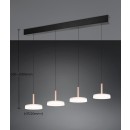 Trio T354910465 LED Pendelleuchte CELESTE | 4x7,5W integrierte LED-Quelle | 4x750lm | 3000K