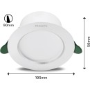 Philips 8720169308121 LED Einbauleuchte Diamond Cut | 2,2W integrierte LED-Quelle | 345lm | 3000K