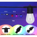 Immax 07900L LED-Außenleuchtengirlande Smart 1x15W | 1200lm | 2700/4000/6500K | IP65 | RGB - dimmbar, WLAN, Tuya, schwarz