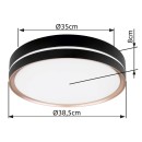 Globo 41759-24 LED Deckenleuchte Manni 1x24W | 1100lm | 2700-6500K - Fernbedienung, dimmbar, Nachtmodus, Memory-Funktion, schwarz, bronze, weiß, opal
