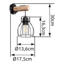 Globo 15326NW Wandleuchte Mina 1x40W | E27 - schwarz, Holz