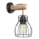 Globo 15326NW Wandleuchte Mina 1x40W | E27 - schwarz, Holz