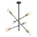* Rabalux 2104 Lanny Hängeleuchte E27 6x15W Schwarz / Gold