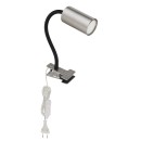 Globo 57911K Tischleuchte mit Clip Robby 1x25W | GU10 - Kabelschalter, flexibler Arm, Nickel, schwarz