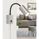 Globo 57911W Wandleuchte Robby 1x25W | GU10 - Schalter am Körper, flexibler Arm, Nickel, schwarz