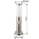 Globo 3158S Gartenstehlampe mit Bewegungssensor Boston 1x60W | E27 | IP44 - Edelstahl, opal