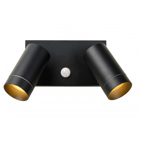 Lucide 09831/02/30 Außen Wandleuchte taylor 2x5w | Gu10 | IP54 - schwarz, Fleck, einstellbar, Bewegungssensor