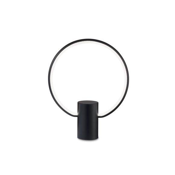 Ideal Lux 224640 LED Tischleuchte Cerchio 1x12W | 470lm | 3000K | IP20 - Kabel mit integriertem Schalter und Stromversorgung, schwarz