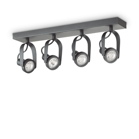 Ideal Lux 229607 Spotleuchte 4x50W Gl | GU10 | IP20 - verstellbar, schwarz
