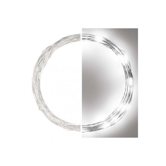 Emos d3ac02 Weihnachten Nano Kette 4m 40 LED | 2,4w | IP44 - Kaltweiß, Timer, Silber