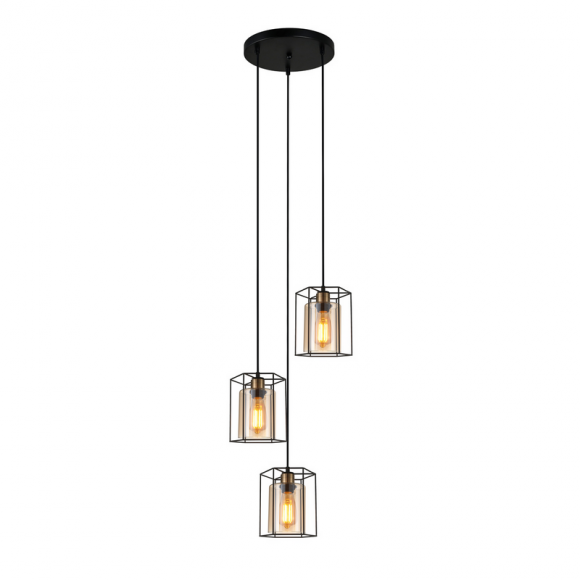 Italux PND-78901-3A-BK+AMB Pendelleuchte Kalula E27
