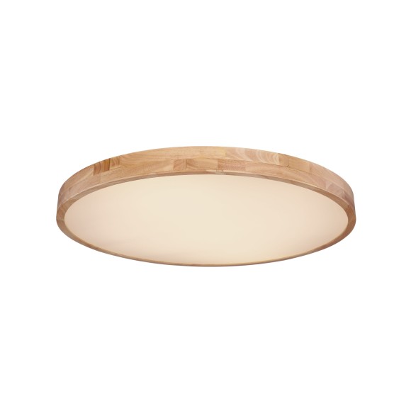 Globo 41745-60 LED-Deckenleuchte Rainer 1x60W | 2600lm | 3000-6000K - Memoryfunktion, Nachtmodus, dimmbar, Fernbedienung, Holzimitat, weiß