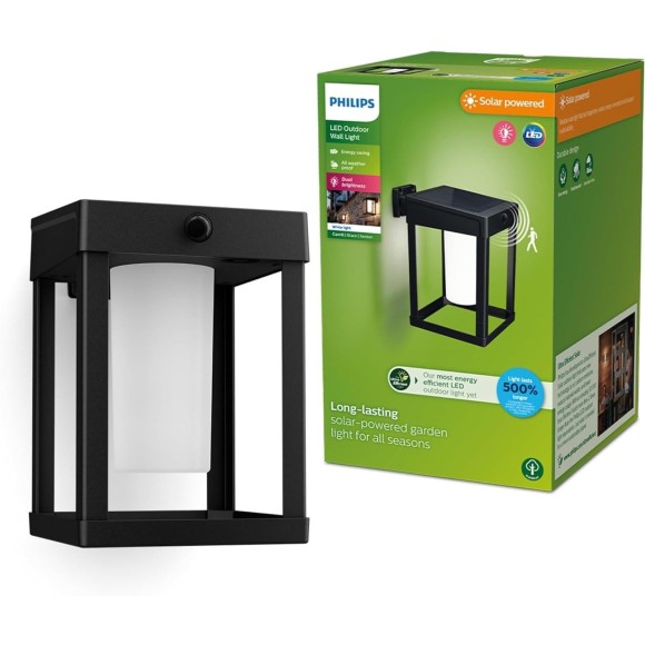 Philips 8720169263918 LED solar Außenwandleuchte Camill | 1,4W integrierte LED-Quelle | 250lm | 3000K