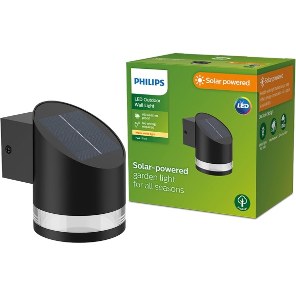 Philips 8720169265585 LED solar Außenwandleuchte Fyve | 1,5W integrierte LED-Quelle | 200lm | 2700K