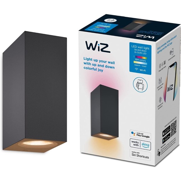 Wiz Colors 8719514554610 Wandleuchte 2xGU10 | 2x5W | 345lm | 2200-6500K | RGB - schwarz