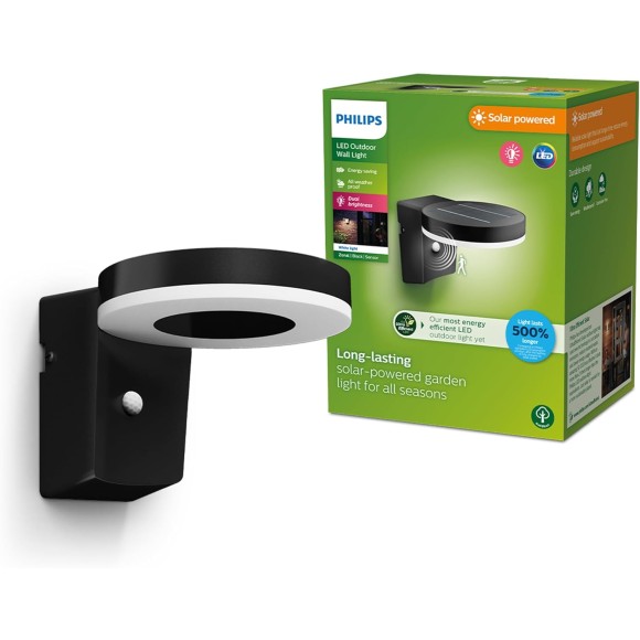 Philips 8720169265769 LED solar Außenwandleuchte Zonal | 1,3W integrierte LED-Quelle | 250lm | 3000K