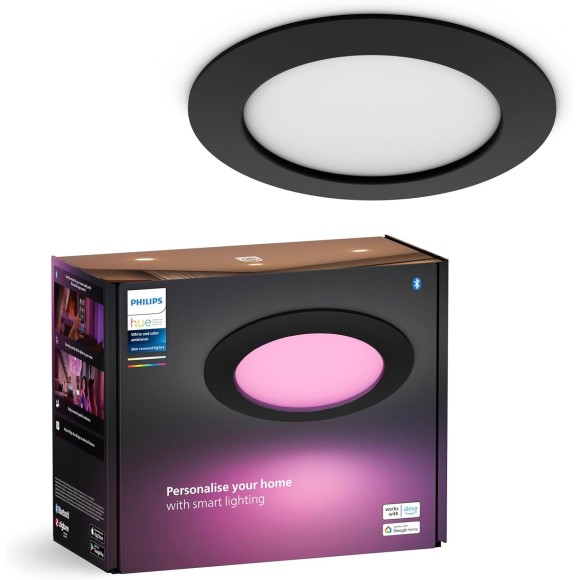 Philips Hue 8720169264274 LED Badezimmer-Spotleuchte Slim downlight | 12W integrierte LED-Quelle | 2200-6500+RGBK