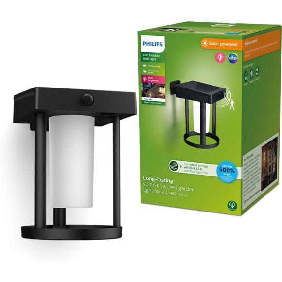 Philips 8720169263895 LED solar Außenwandleuchte Camill | 1,4W integrierte LED-Quelle | 250lm | 3000K