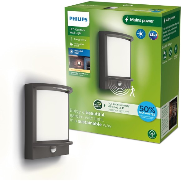 Philips 8720169263710 LED Außenwandleuchte Samondra | 3,8W integrierte LED-Quelle | 800lm | 2700K