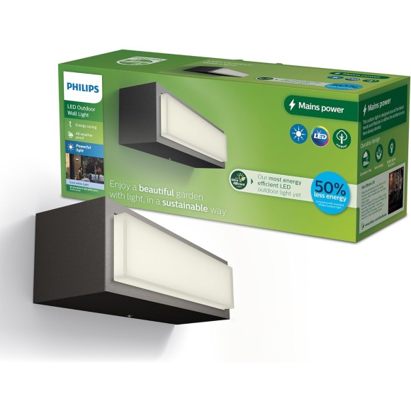Philips 8720169257498 LED Außenwandleuchte Stratosphere | 3,8W integrierte LED-Quelle | 800lm | 4000K