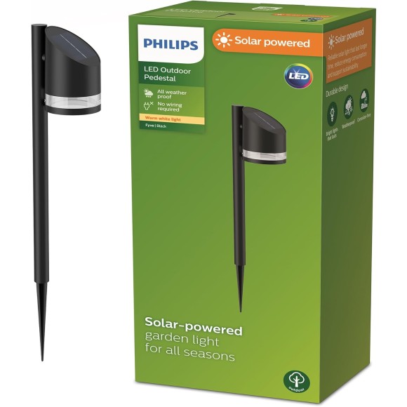 Philips 8720169265608 LED solar Erdspießleuchte Fyve | 1,5W integrierte LED-Quelle | 200lm | 2700K