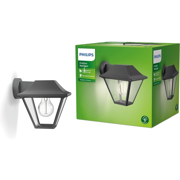Philips 8719514417571 Außenwandlampe Alpenglow 1xe27 | 2700k | IP44 - Anthrazit