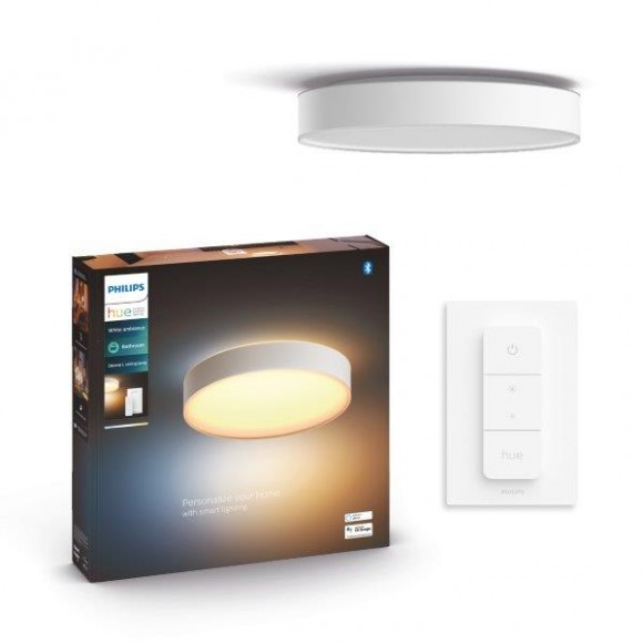 Philips Hue 41166/31 / P6 LED Badezimmerleuchte Deckenleuchte Devere L + Hue Switch 1x335w | 4300lm | 2200-6500K | IP44 - dimmbar, Bluetooth, White Ambiance, weiß