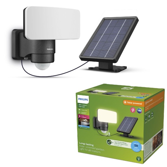 Philips 8720169362222 LED solar Strahler Tylus  | 6W integrierte LED-Quelle | 50lm | 5000K