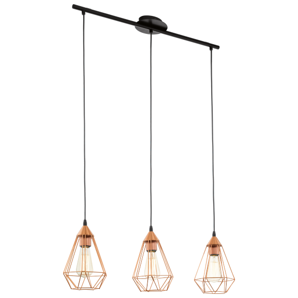 Eglo VINTAGE 94195 Pendelleuchte TARBES Kupfer E27 3x60W
