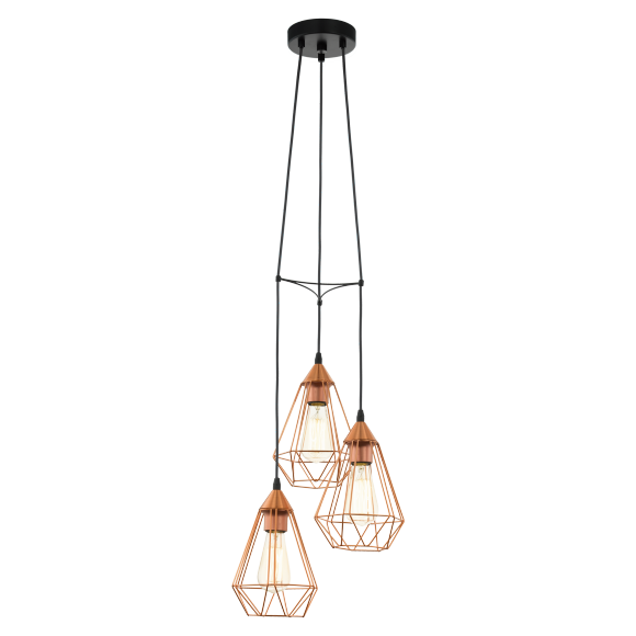 Eglo VINTAGE 94196 Pendelleuchte TARBES Kupfer E27 3x60W