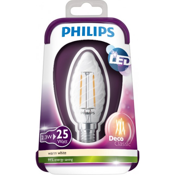LED Lampe 2,3W (25) E14 WW ST35 CL ND, transparent