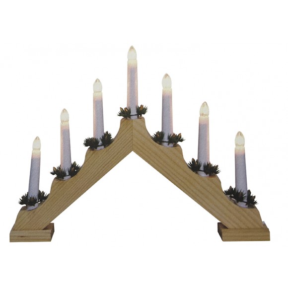 Holzleuchter natur 7 LED