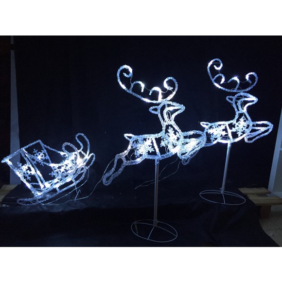 Acryl Rentier mit Schlitten LED 120