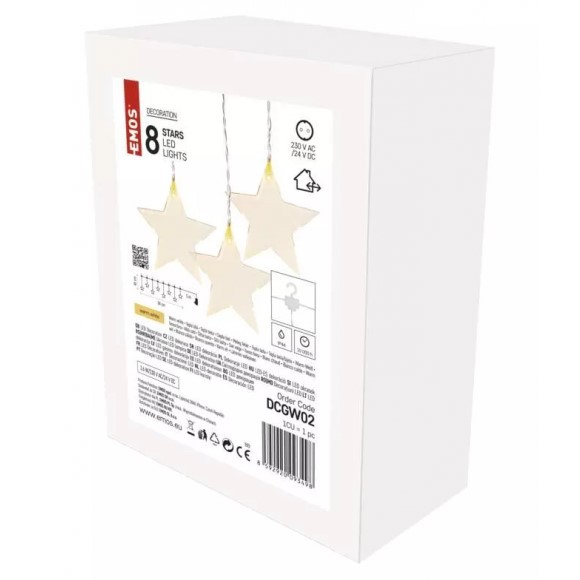 Emos DCGW02 LED Garten dekorative Weihnachtskette - hängende Schneesterne 5m 3,6W | 8 LEDs | 2700K | IP44 - warmweiß