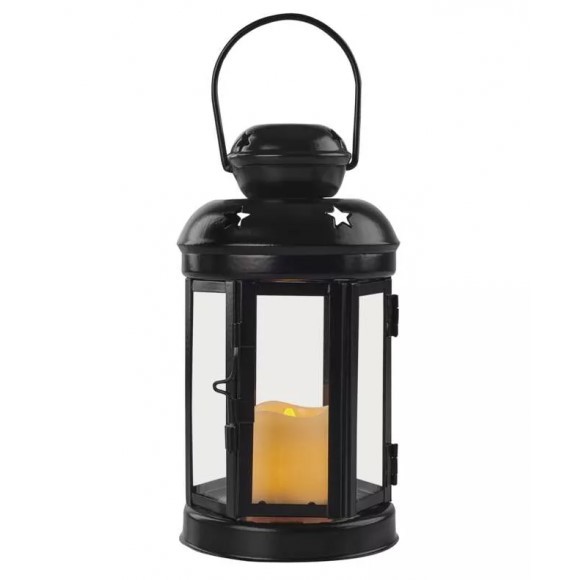 Emos DCLV16 LED Weihnachtsdeko - Laterne 0,06W | 1xCR2032 | IP20 - Vintage, Zeitschaltuhr, schwarz
