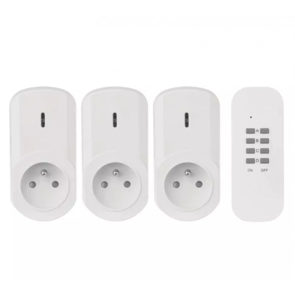 Emos P0070 ferngesteuerte Steckdosen + Fernbedienung - 3er Set, weiß