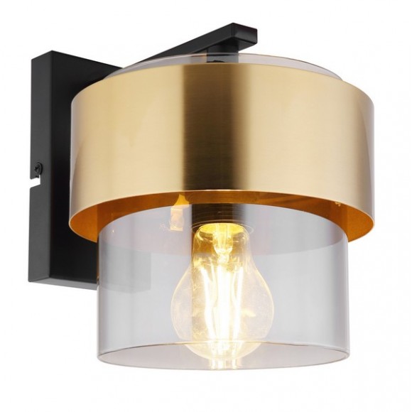 Globo 15560W Wandleuchte Milley 1x60W | E27 - Schwarz, Messing, Rauch