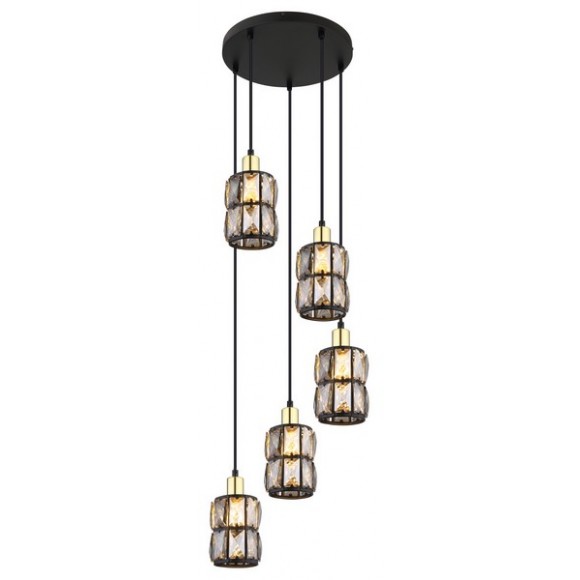 Globo 15761-5B Deckenleuchte Wolli 5x40W | E14 - schwarz, rauchig