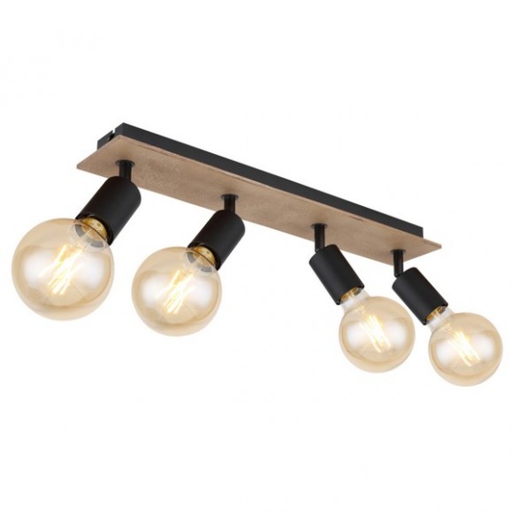 Globo 54008-4NH Deckenleuchte Martha 4x40W | E27 - schwarz, Holz