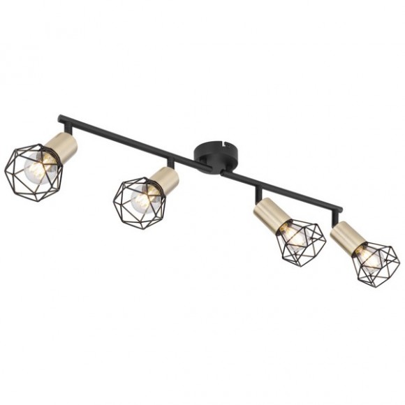 Globo 54802S-4AB Deckenleuchte Xara I 4x40W | E14 - schwarz, Messing