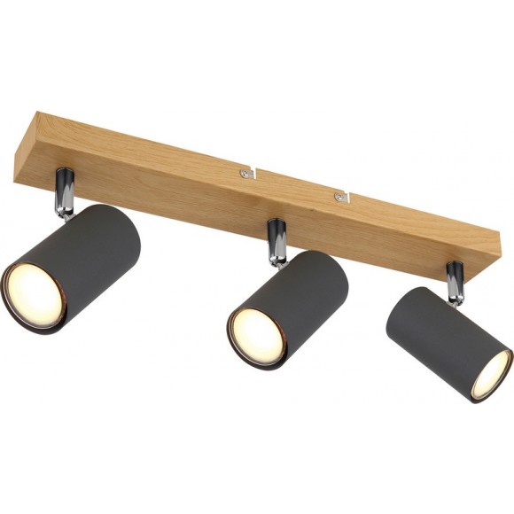 Globo 57911-3G Deckenleuchte Robby 3x35W | GU10 - schwarz, Holz