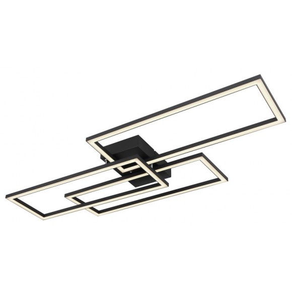Globo 67247-58SH LED-Deckenleuchte Tiny 1x58W | 4300lm | 2700-6500K - smart, Fernbedienung, dimmbar, Nachtmodus, Timer, Memory-Funktion, opal, schwarz