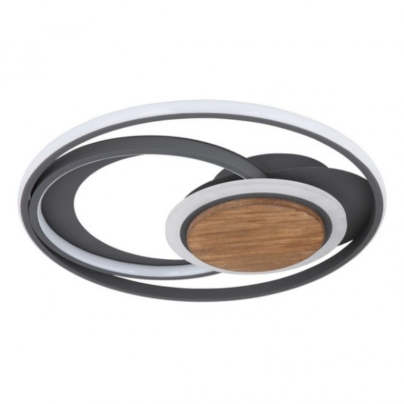 Globo 67256-45 LED-Deckenleuchte Nirra 1x45W | 1600lm | 3000K - Schwarz, Holz, Opal