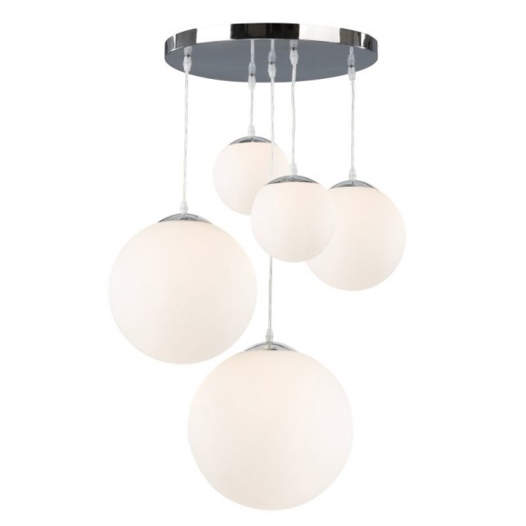Globo 1581-5 Pendelleuchte Balla 5x40W | E14 - Nickel matt, weiß