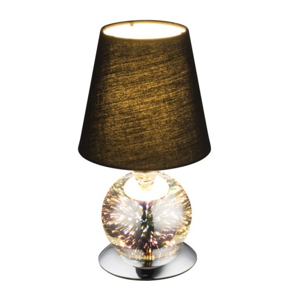 Globo 24133T LED Tischleuchte Elias 1x40W, 3W| E14 | 30lm | 3000K - 3D-Effekt, Glas, schwarz