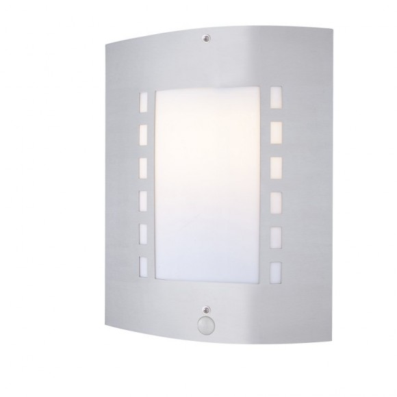 Globo 3156S Außenwandleuchte mit Bewegungssensor Orlando 1x60W | E27 | IP44 - Edelstahl, opal