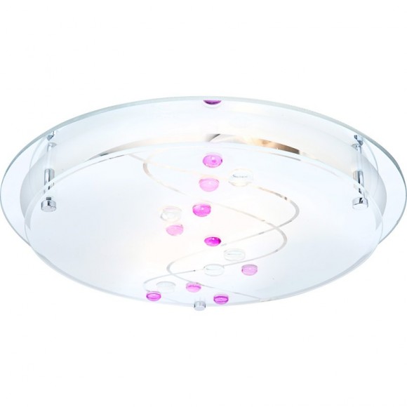 Globo 48070-2 Deckenleuchte Ballerina 2x60W | E27 - weiß, chrom, satiniertes Glas, mehrfarbig
