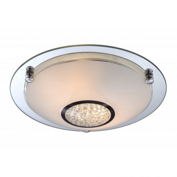 Globo 48339-2 Deckenleuchte Edera 3x60W | E27 - chrom, Opal, transparente Kristalle